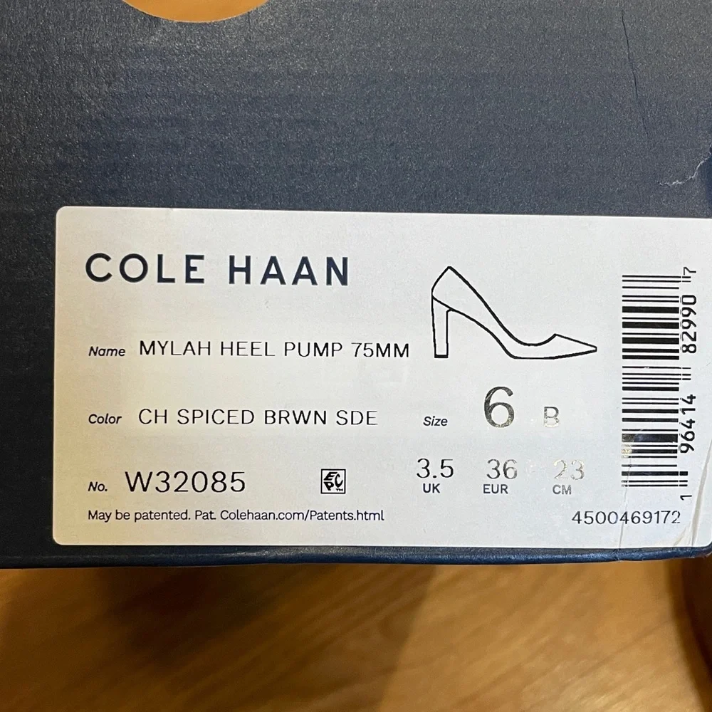 NWT Cole Haan Mylah Heel Pump (Color: spiced brown suede) Size 6 Women - Picture 9 of 14